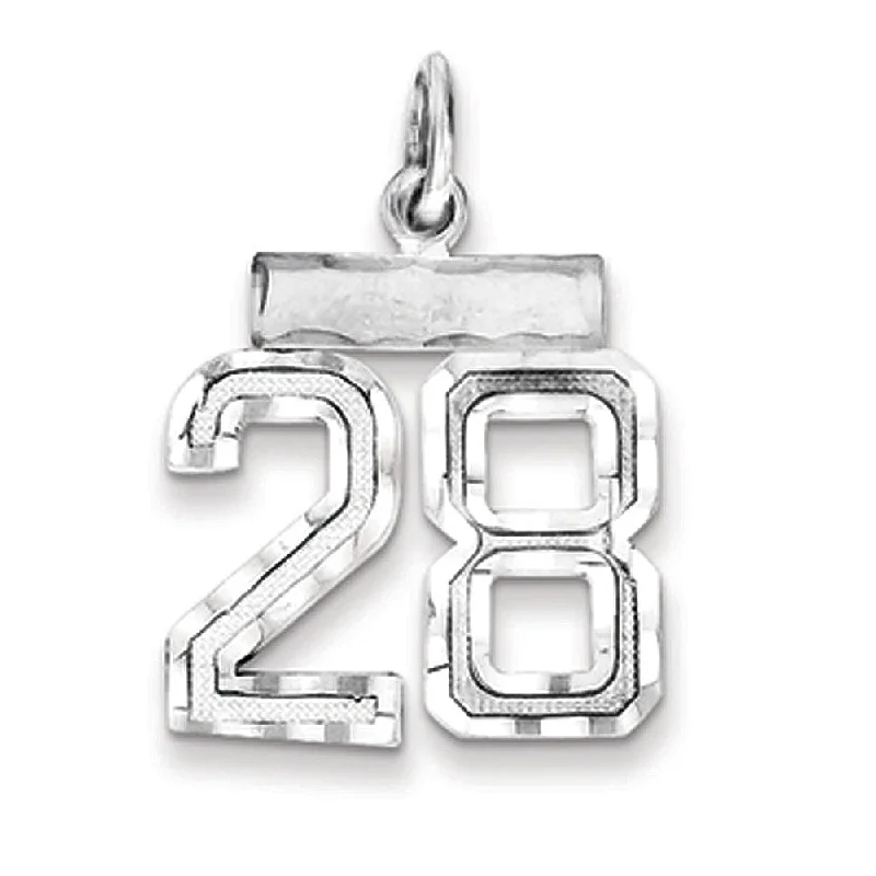 Eco-Friendly Sustainable Jewelry For Conscious Buyers Sterling Silver, Varsity Collection, Small D/C Pendant, Number 28