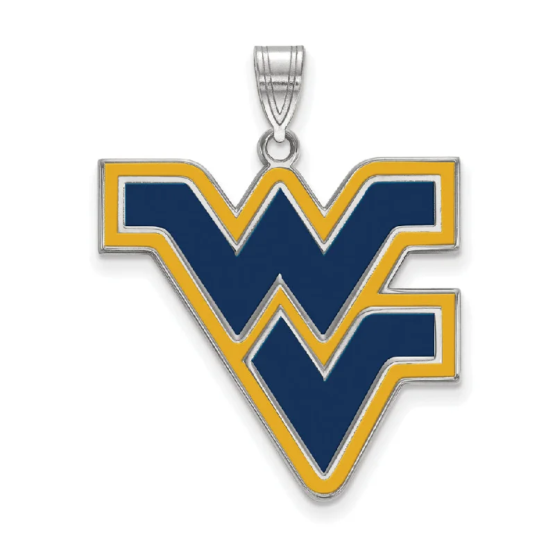 Jewelry Clearance – Final Chance To Save Big Sterling Silver West Virginia U. XL Enamel Logo Pendant